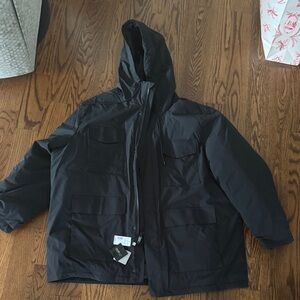 Kenneth Cole Black Hooded Puffer Jacket
